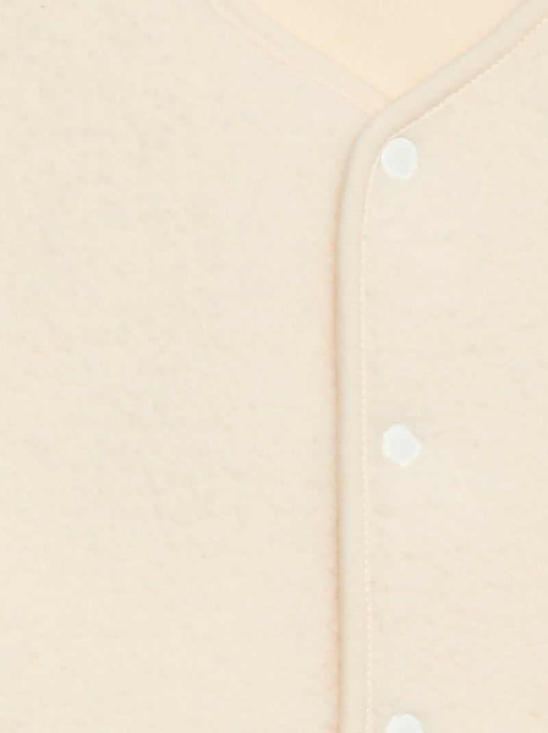 Conjunto de pijama comprido em moletom + colete sem mangas efeito borreguito - 3 peças Branco - Kiabi