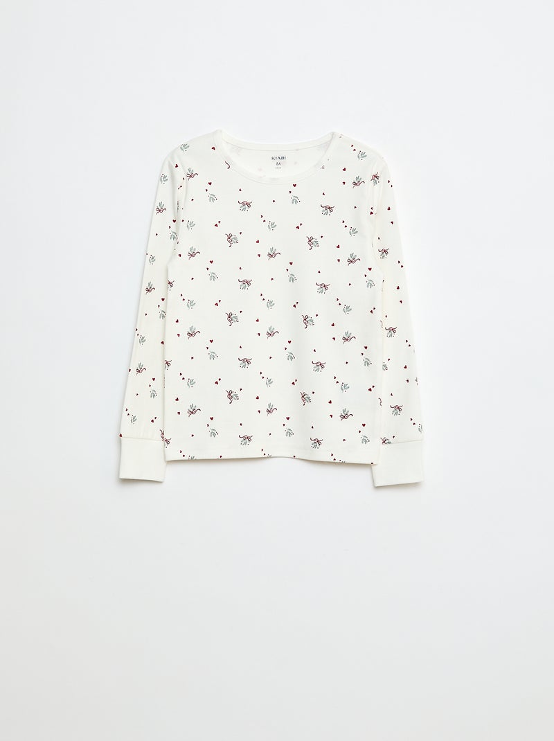 Conjunto de pijama comprido em moletom + colete sem mangas efeito borreguito - 3 peças Branco - Kiabi