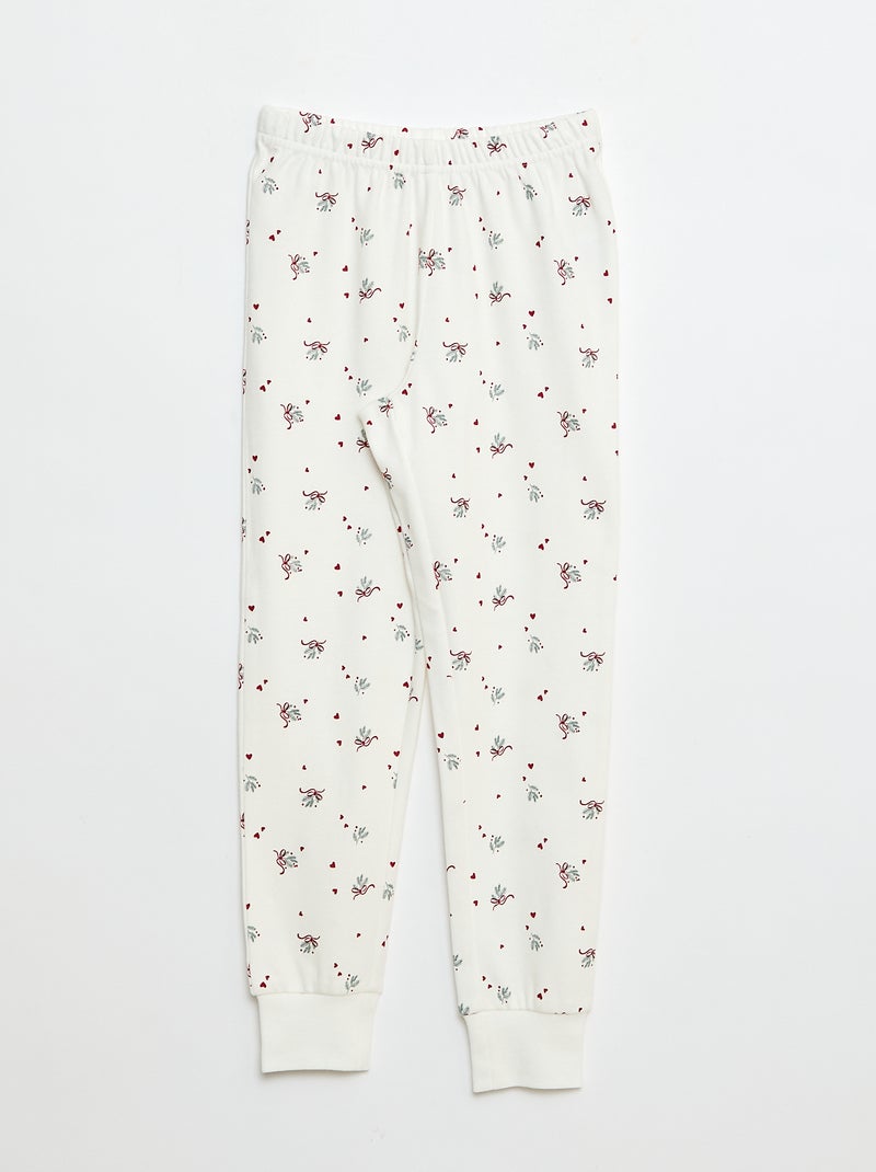 Conjunto de pijama comprido em moletom + colete sem mangas efeito borreguito - 3 peças Branco - Kiabi