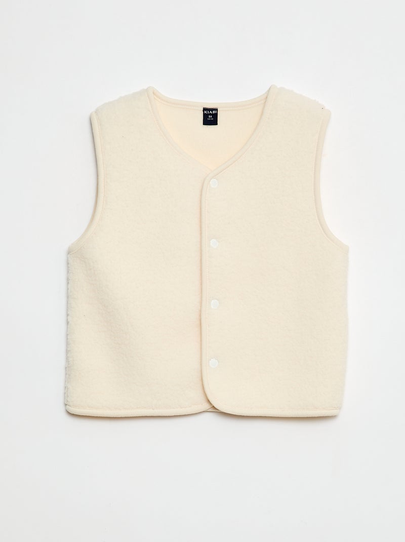 Conjunto de pijama comprido em moletom + colete sem mangas efeito borreguito - 3 peças Branco - Kiabi