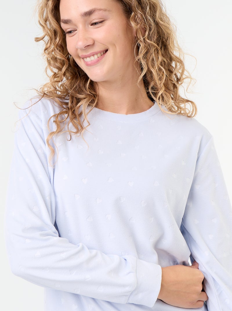 Conjunto de pijama comprido em polar - 2 peças Azul - Kiabi