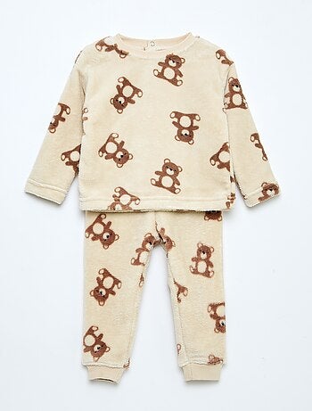 Conjunto de pijama comprido em polar - 2 peças