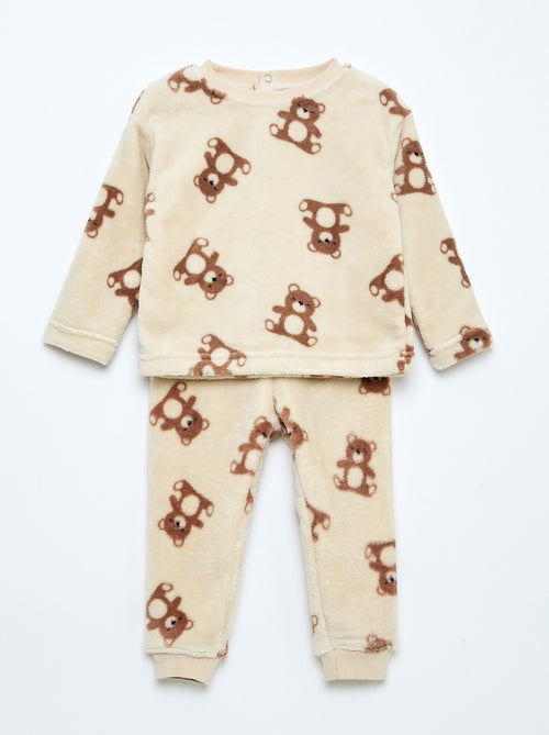 Conjunto de pijama comprido em polar - 2 peças - Kiabi