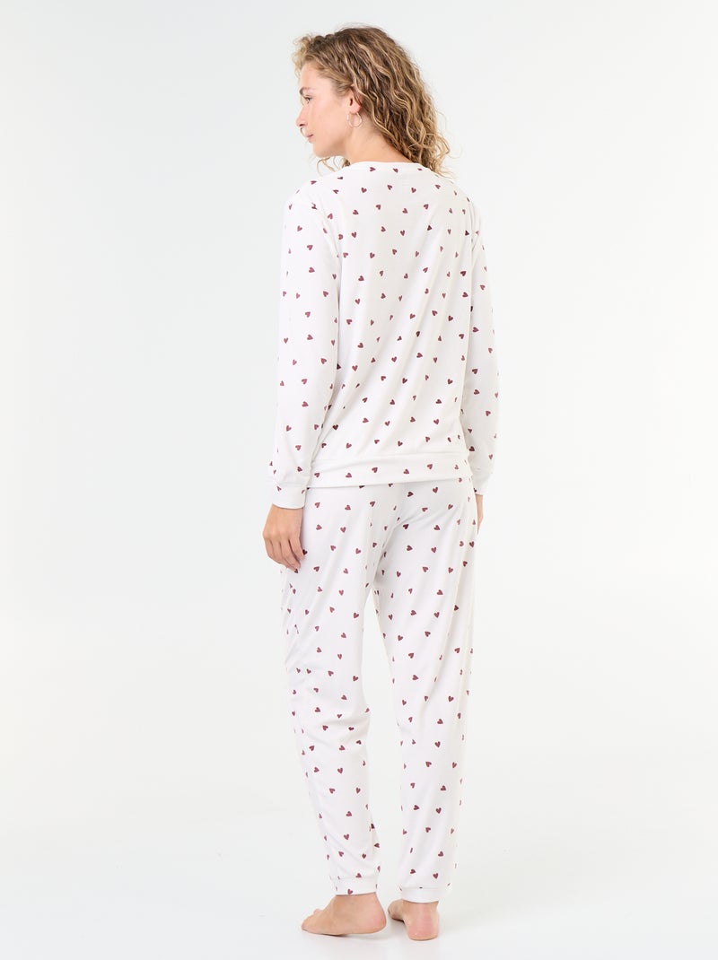 Conjunto de pijama comprido em polar - 2 peças Branco - Kiabi