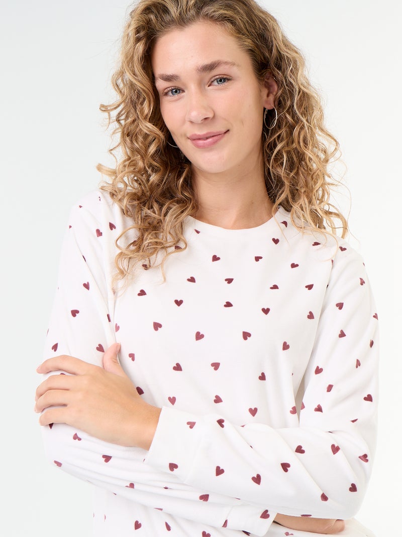 Conjunto de pijama comprido em polar - 2 peças Branco - Kiabi