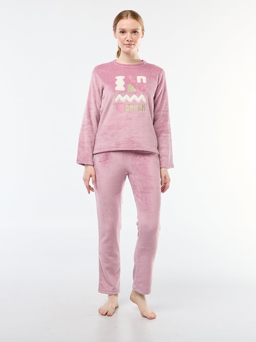 Conjunto de pijama comprido em polar - 2 peças - Kiabi