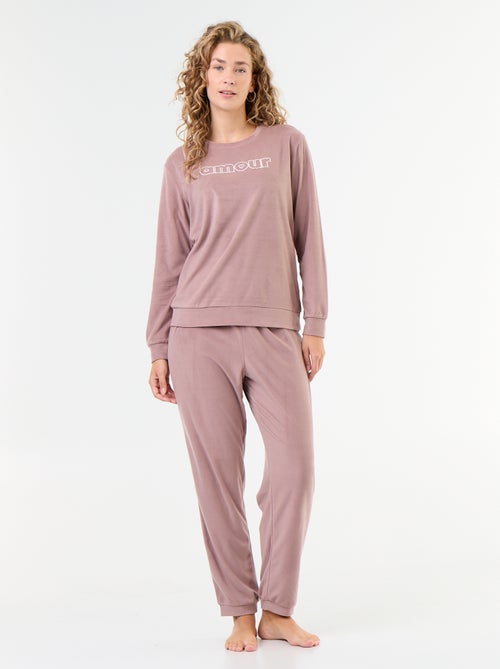 Conjunto de pijama comprido em polar - 2 peças - Kiabi