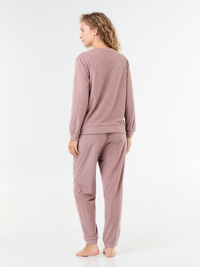 Conjunto de pijama comprido em polar - 2 peças Rosa - Kiabi