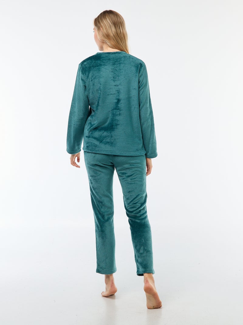 Conjunto de pijama comprido em polar - 2 peças Verde - Kiabi
