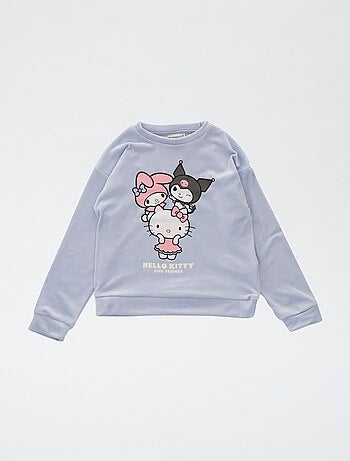 Conjunto de pijama comprido em polar 'Kuromi' 'Hello Kitty' - 2 peças
