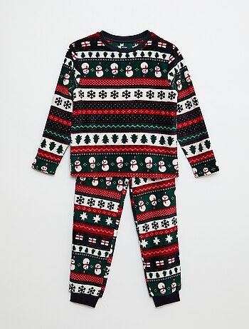Conjunto de pijama comprido em polar 'Natal' - 2 peças