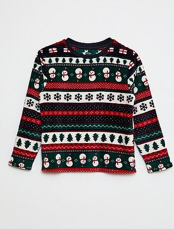 Conjunto de pijama comprido em polar 'Natal' - 2 peças