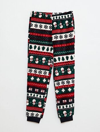 Conjunto de pijama comprido em polar 'Natal' - 2 peças