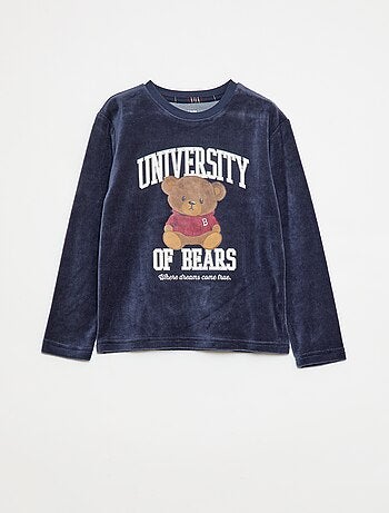 Conjunto de pijama comprido em polar t-shirt + calças - 2 peças