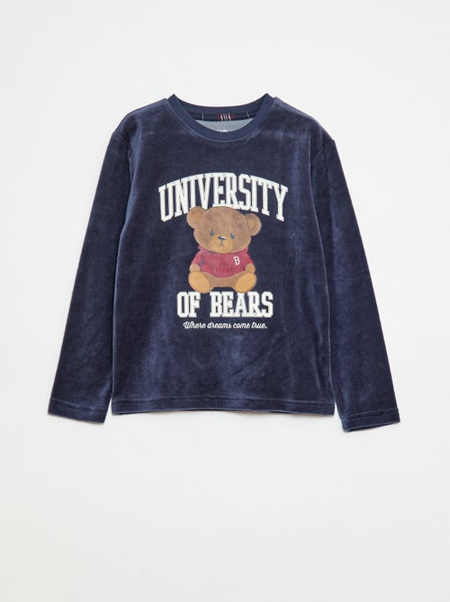 Conjunto de pijama comprido em polar t-shirt + calças - 2 peças - Kiabi