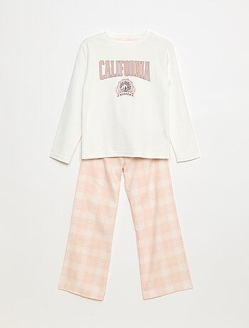 Conjunto de pijama comprido em polar t-shirt + calças - 2 peças