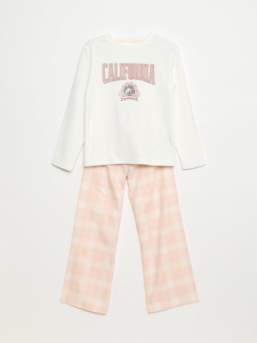 Conjunto de pijama comprido em polar, t-shirt + calças - 2 peças - Kiabi