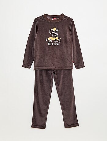 Conjunto de pijama comprido em veludo - 2 peças