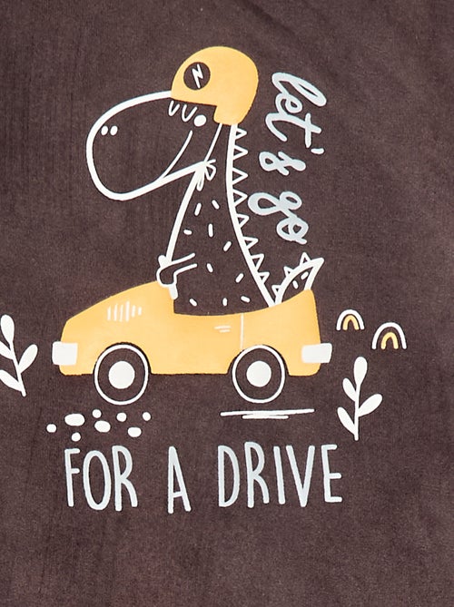 Conjunto de pijama comprido em veludo - 2 peças - Kiabi