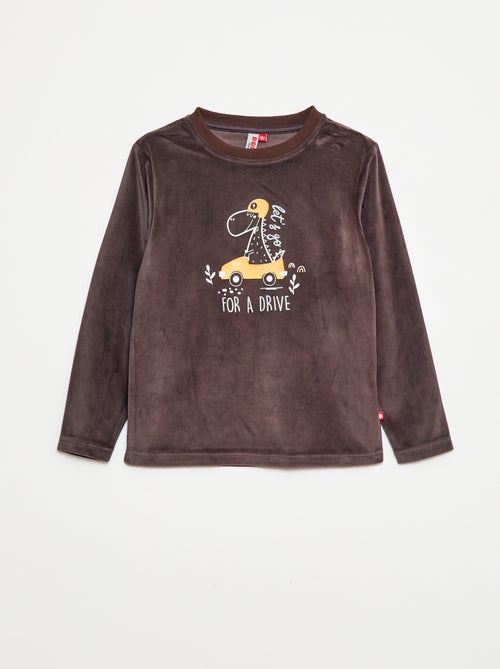 Conjunto de pijama comprido em veludo - 2 peças - Kiabi