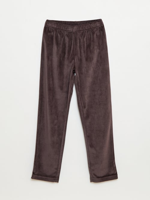 Conjunto de pijama comprido em veludo - 2 peças - Kiabi