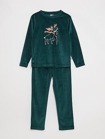 Conjunto de pijama comprido em veludo - 2 peças