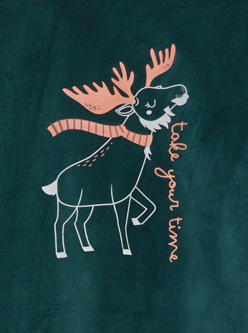 Conjunto de pijama comprido em veludo - 2 peças - Kiabi