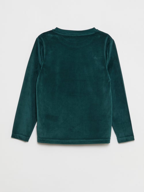 Conjunto de pijama comprido em veludo - 2 peças - Kiabi