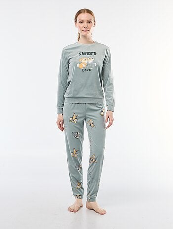 Conjunto de pijama comprido em veludo 'Pampan' 'Disney' - 2 peças