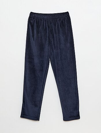 Conjunto de pijama comprido em veludo, t-shirt + calças - 2 peças