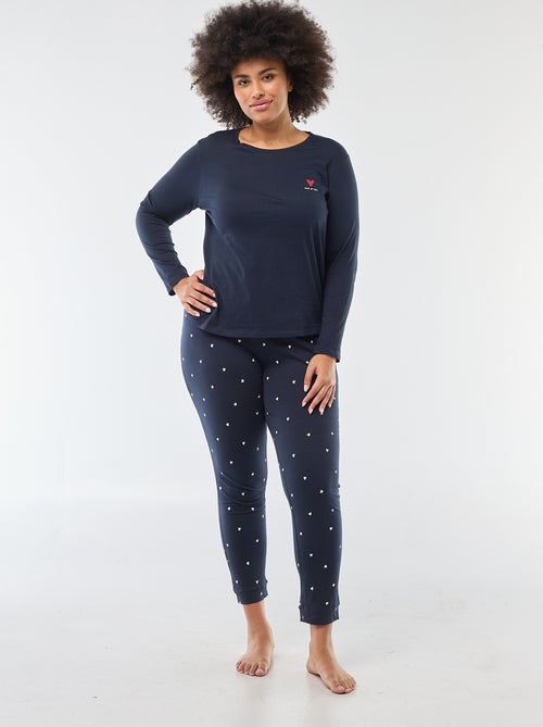 Conjunto de pijama comprido estampado - 2 peças - Kiabi
