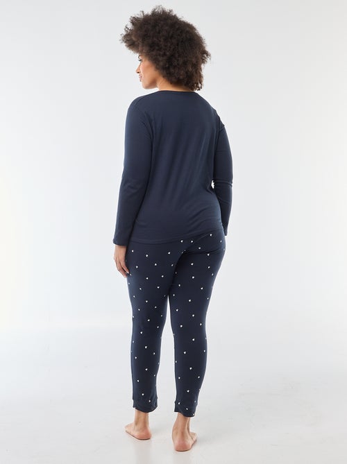 Conjunto de pijama comprido estampado - 2 peças - Kiabi