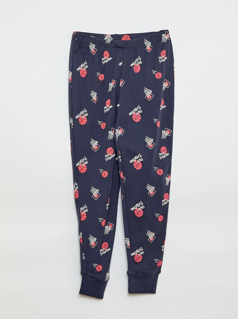 Conjunto de pijama comprido estampado - 2 peças Azul - Kiabi