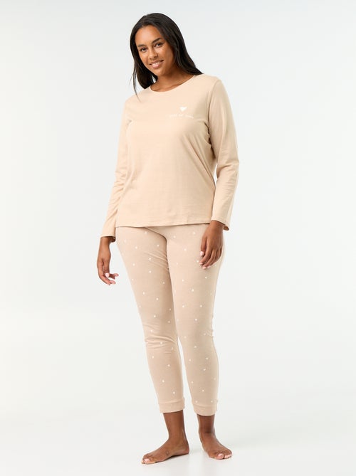 Conjunto de pijama comprido estampado - 2 peças - Kiabi Conjunto de pijama comprido estampado - 2 peças - Kiabi