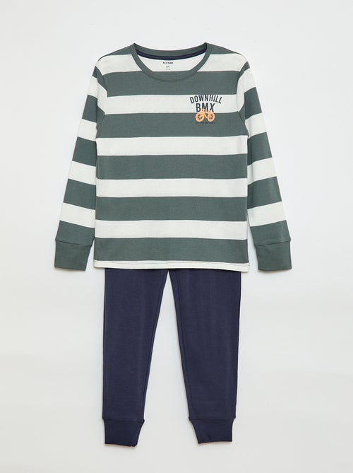 Conjunto de pijama comprido estampado - 2 peças - Kiabi