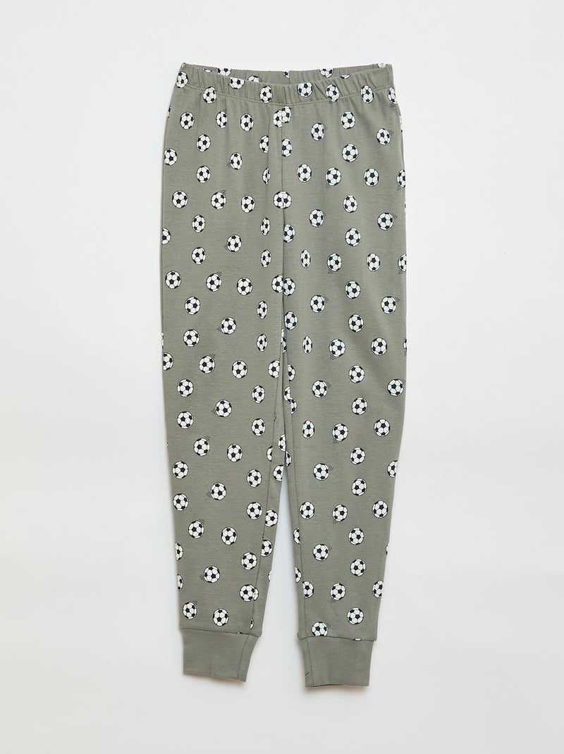 Conjunto de pijama comprido estampado - 2 peças Cinza - Kiabi