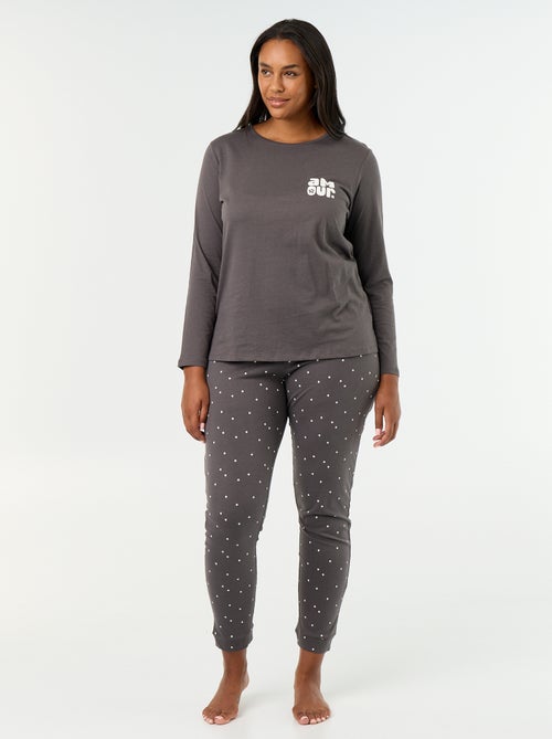 Conjunto de pijama comprido estampado - 2 peças - Kiabi Conjunto de pijama comprido estampado - 2 peças - Kiabi