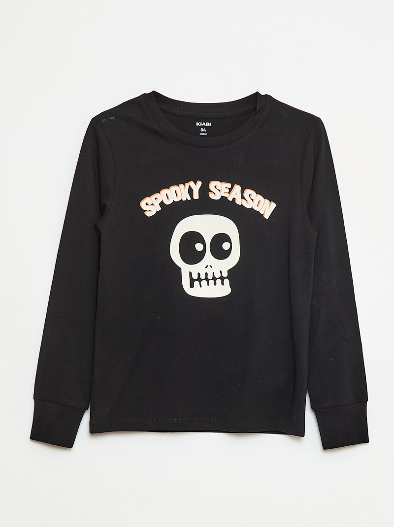 Conjunto de pijama comprido "Halloween" - 2 peças Preto - Kiabi