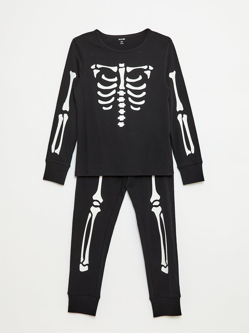 Conjunto de pijama comprido "Halloween" - 2 peças Preto - Kiabi