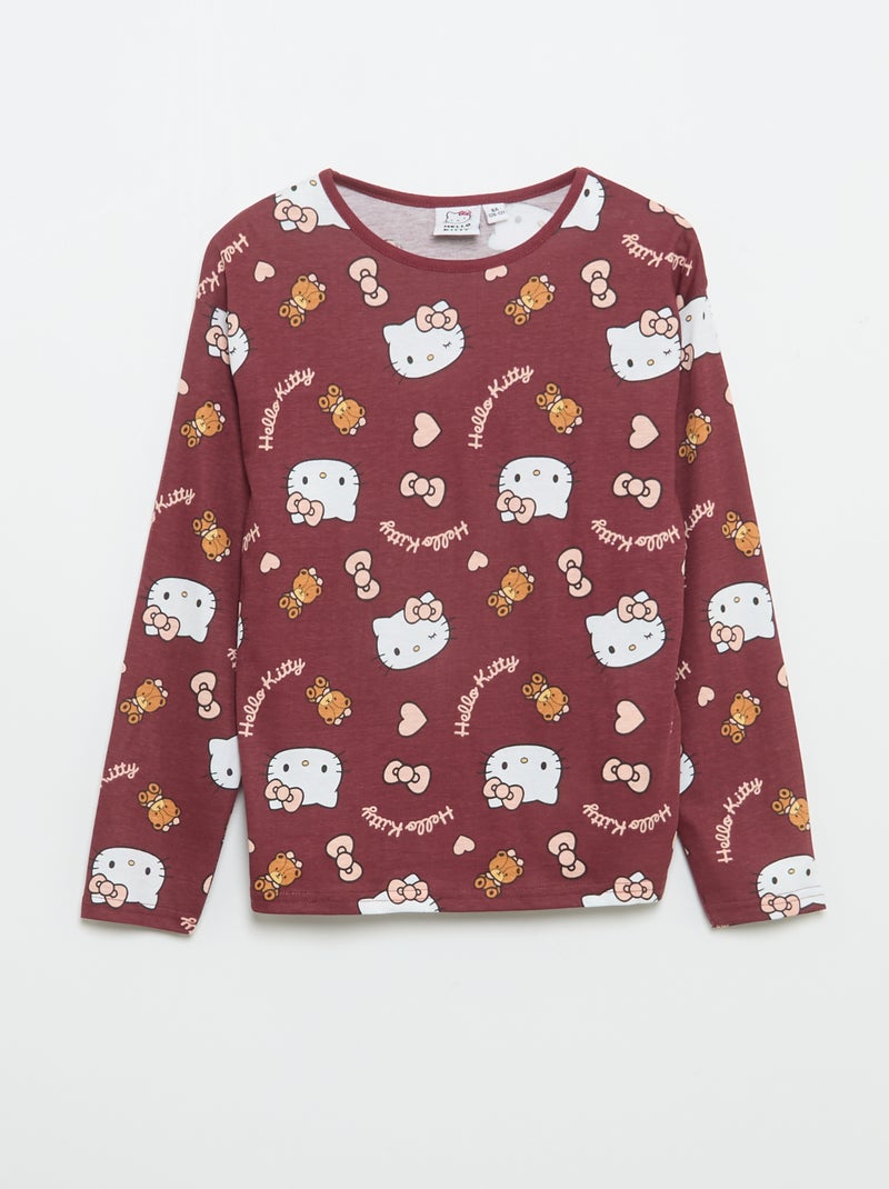 Conjunto de pijama comprido 'Hello Kitty' - 2 peças Vermelho - Kiabi