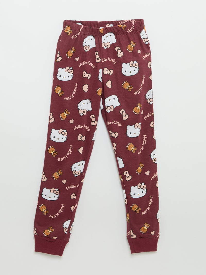 Conjunto de pijama comprido 'Hello Kitty' - 2 peças Vermelho - Kiabi