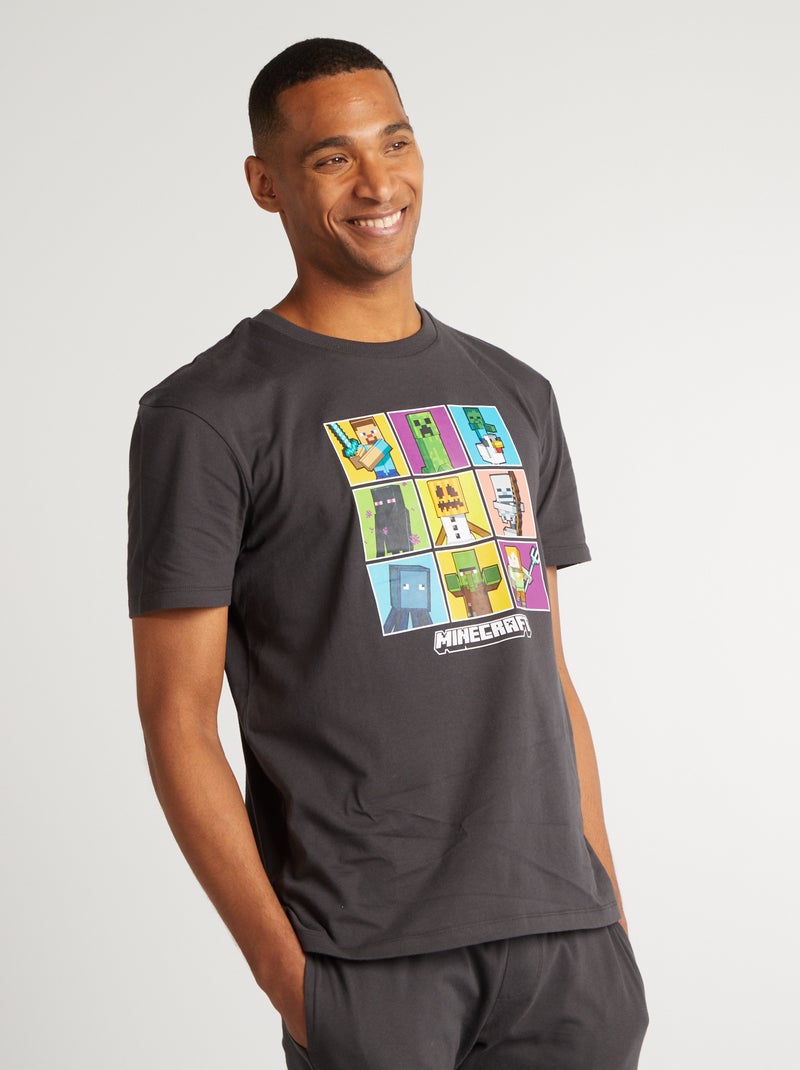 Conjunto de pijama comprido 'Minecraft' - 2 peças CINZA - Kiabi