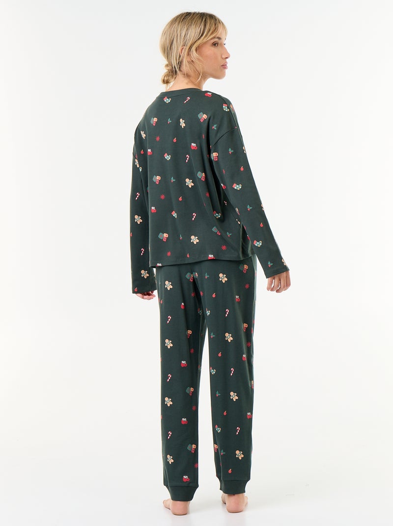 Conjunto de pijama comprido 'Natal' - 2 peças Verde - Kiabi