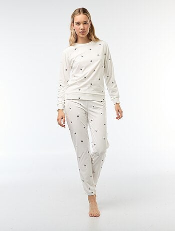 Conjunto de pijama comprido polar t-shirt + calças - 2 peças
