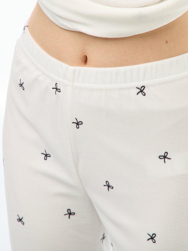 Conjunto de pijama comprido polar t-shirt + calças - 2 peças Branco - Kiabi