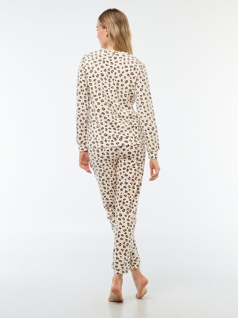 Conjunto de pijama comprido polar t-shirt + calças - 2 peças Castanho - Kiabi