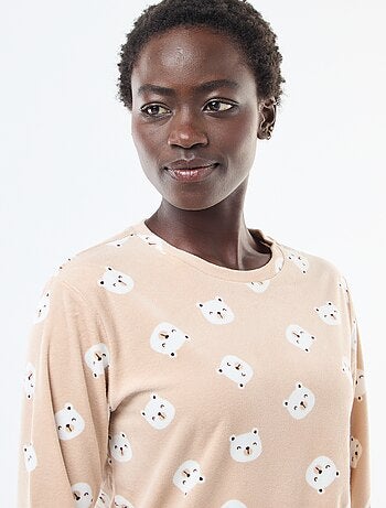 Conjunto de pijama comprido polar t-shirt + calças - 2 peças