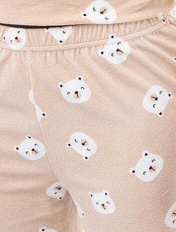 Conjunto de pijama comprido polar t-shirt + calças - 2 peças