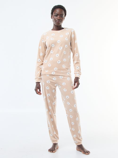 Conjunto de pijama comprido polar t-shirt + calças - 2 peças - Kiabi