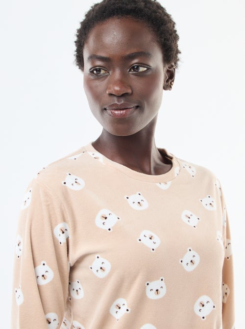 Conjunto de pijama comprido polar t-shirt + calças - 2 peças - Kiabi